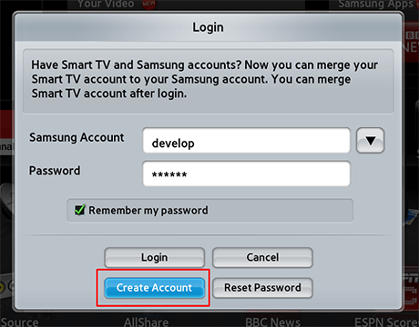 Samsung Smart TV - Create Account