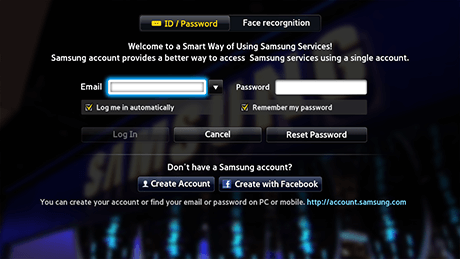 Samsung Smart TV - Email и пароль